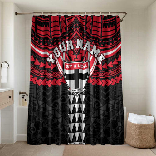 Personalized St Kilda Saints Bathroom Set Polynesian Tribal Pattern Heritage Football
