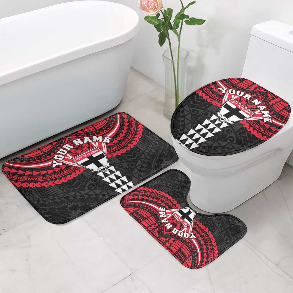 Personalized St Kilda Saints Bathroom Set Polynesian Tribal Pattern Heritage Football