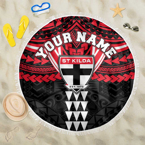 Personalized St Kilda Saints Beach Blanket Polynesian Tribal Pattern Heritage Football