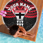 Personalized St Kilda Saints Beach Blanket Polynesian Tribal Pattern Heritage Football