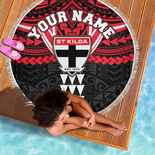 Personalized St Kilda Saints Beach Blanket Polynesian Tribal Pattern Heritage Football