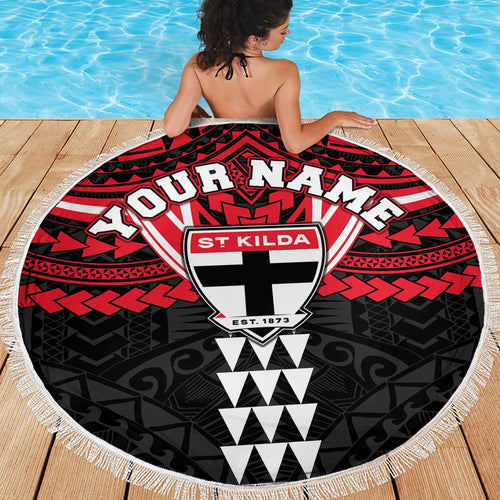 Personalized St Kilda Saints Beach Blanket Polynesian Tribal Pattern Heritage Football