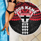 Personalized St Kilda Saints Beach Blanket Polynesian Tribal Pattern Heritage Football
