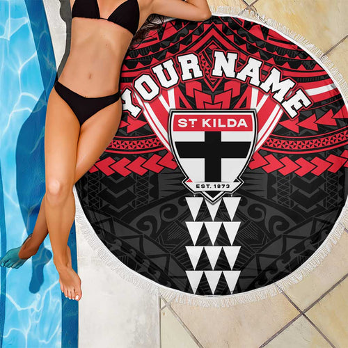 Personalized St Kilda Saints Beach Blanket Polynesian Tribal Pattern Heritage Football