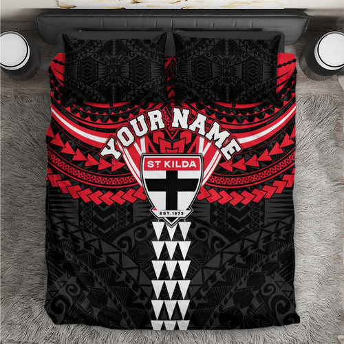 Personalized St Kilda Saints Bedding Set Polynesian Tribal Pattern Heritage Football