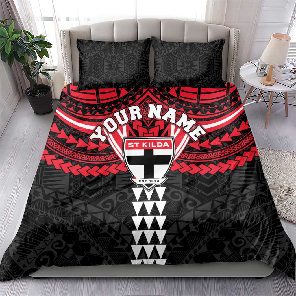 Personalized St Kilda Saints Bedding Set Polynesian Tribal Pattern Heritage Football