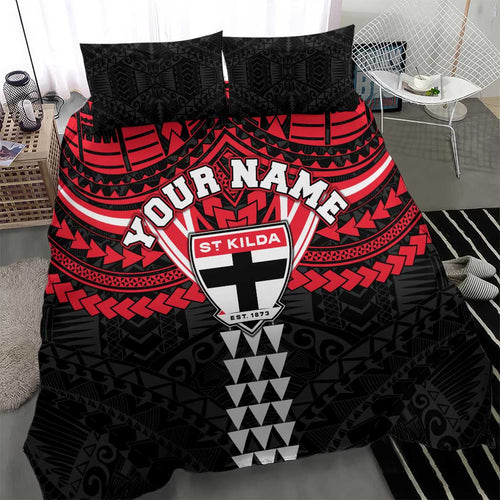 Personalized St Kilda Saints Bedding Set Polynesian Tribal Pattern Heritage Football