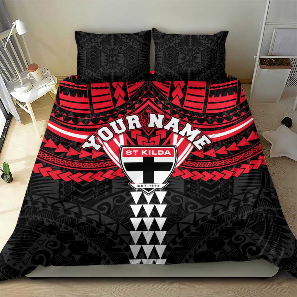 Personalized St Kilda Saints Bedding Set Polynesian Tribal Pattern Heritage Football