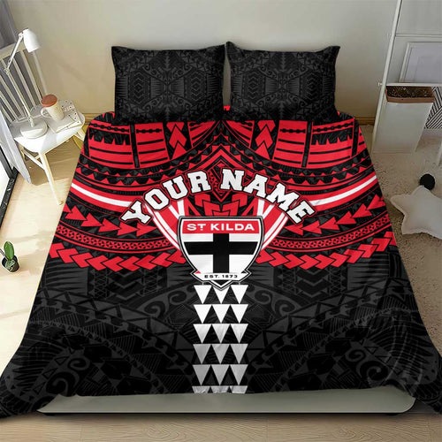 Personalized St Kilda Saints Bedding Set Polynesian Tribal Pattern Heritage Football