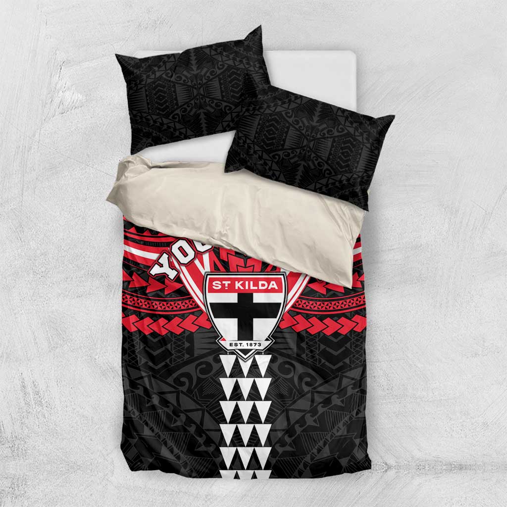 Personalized St Kilda Saints Bedding Set Polynesian Tribal Pattern Heritage Football