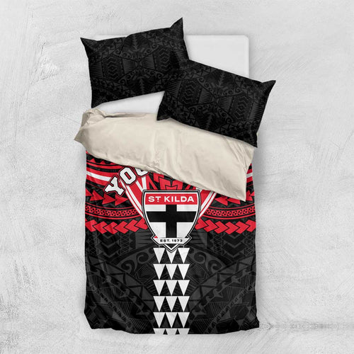 Personalized St Kilda Saints Bedding Set Polynesian Tribal Pattern Heritage Football