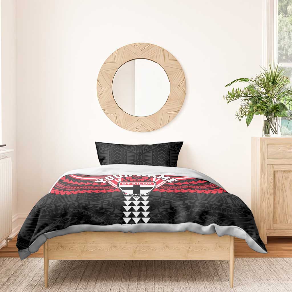 Personalized St Kilda Saints Bedding Set Polynesian Tribal Pattern Heritage Football