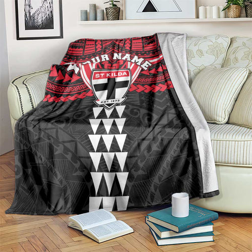 Personalized St Kilda Saints Blanket Polynesian Tribal Pattern Heritage Football