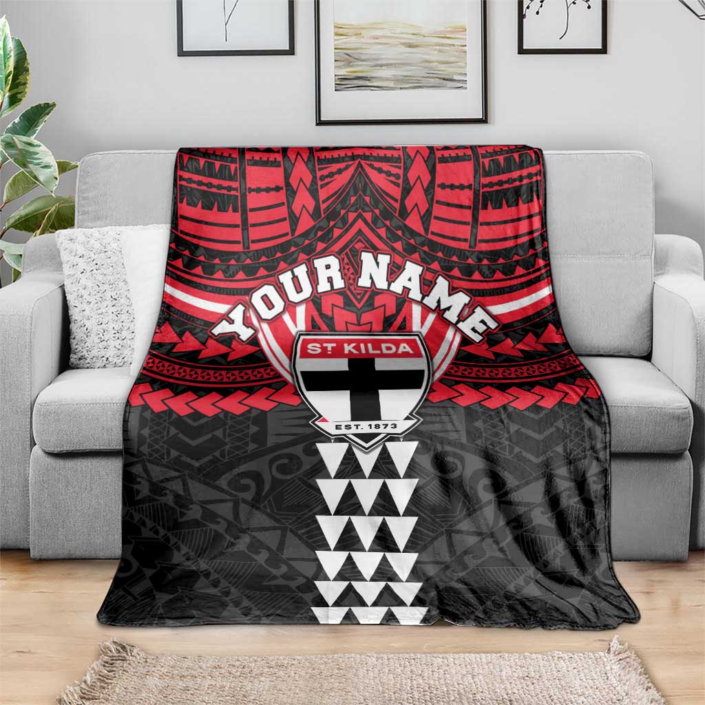 Personalized St Kilda Saints Blanket Polynesian Tribal Pattern Heritage Football