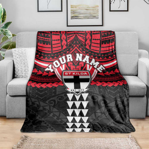 Personalized St Kilda Saints Blanket Polynesian Tribal Pattern Heritage Football