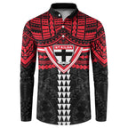 Personalized St Kilda Saints Button Sweatshirt Polynesian Tribal Pattern Heritage Football