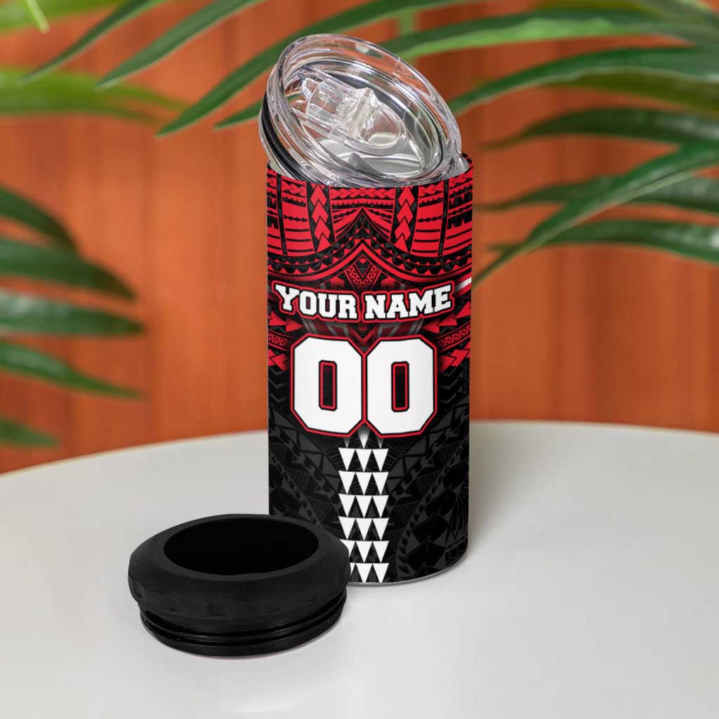 Personalized St Kilda Saints 4 in 1 Can Cooler Tumbler Polynesian Tribal Pattern Heritage Football