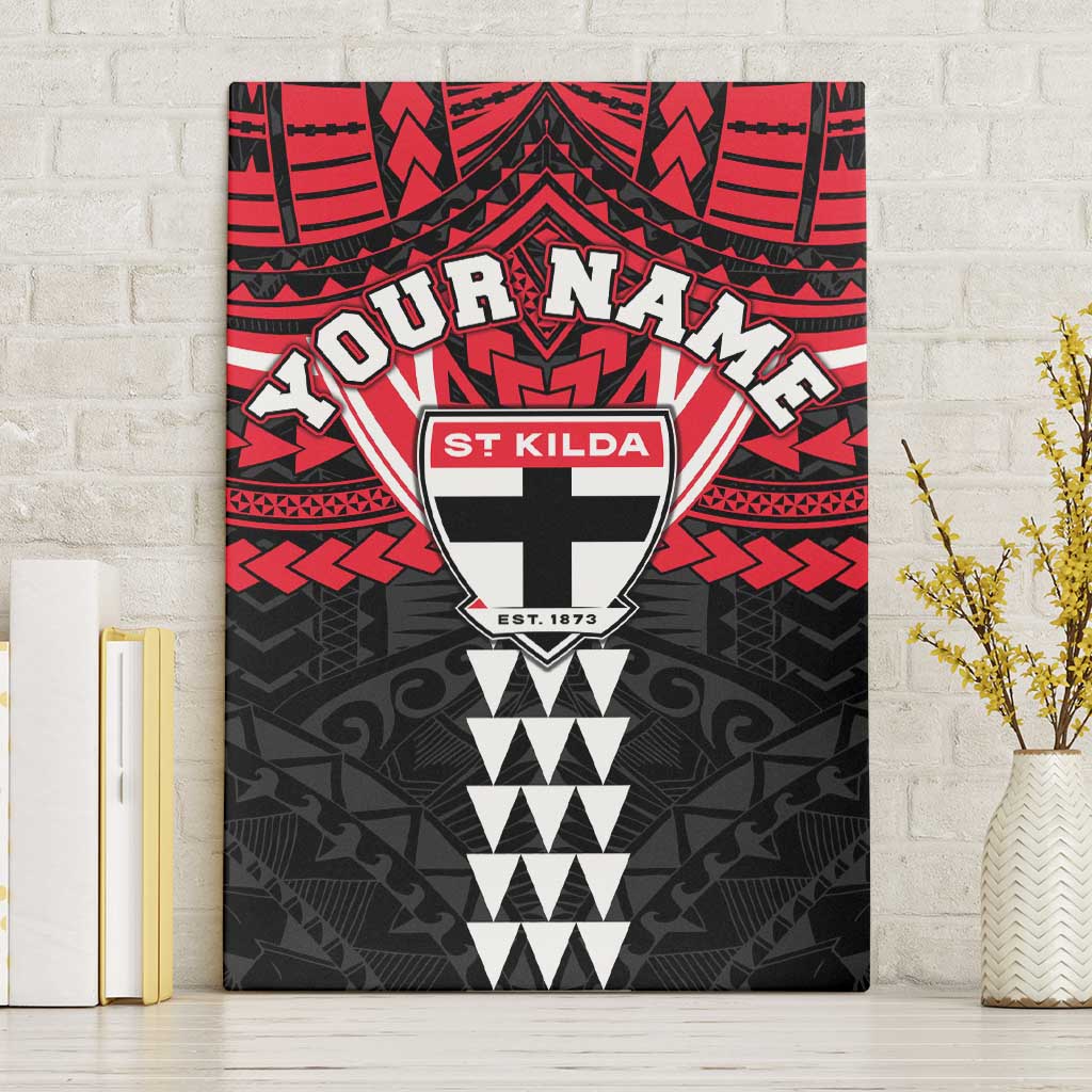 Personalized St Kilda Saints Canvas Wall Art Polynesian Tribal Pattern Heritage Football
