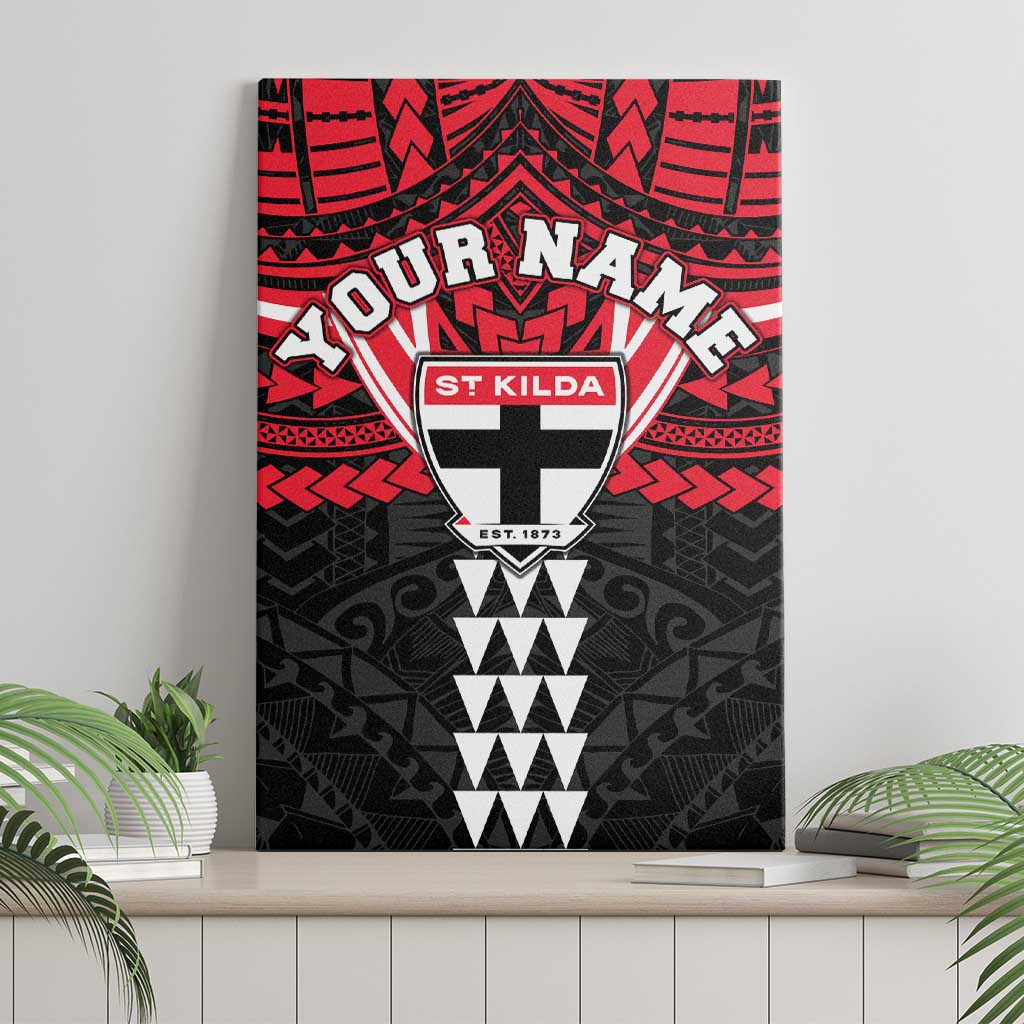 Personalized St Kilda Saints Canvas Wall Art Polynesian Tribal Pattern Heritage Football