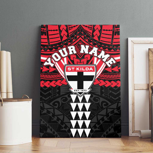 Personalized St Kilda Saints Canvas Wall Art Polynesian Tribal Pattern Heritage Football