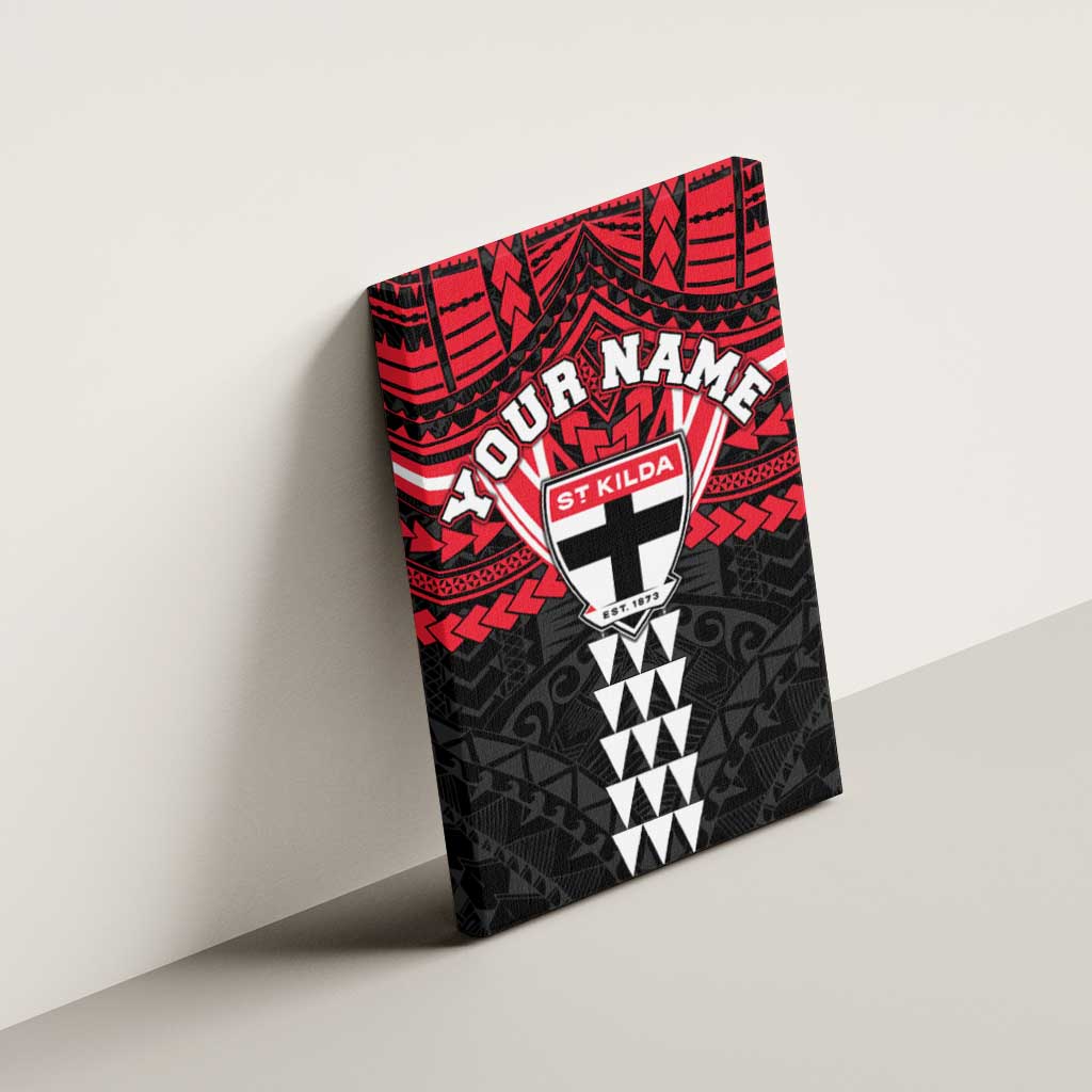 Personalized St Kilda Saints Canvas Wall Art Polynesian Tribal Pattern Heritage Football