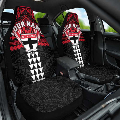 Personalized St Kilda Saints Car Seat Cover Polynesian Tribal Pattern Heritage Football
