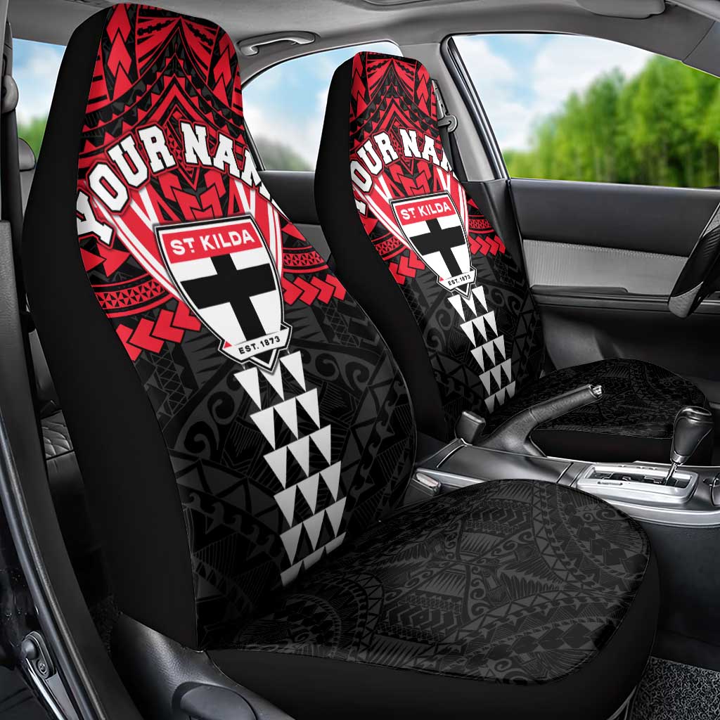 Personalized St Kilda Saints Car Seat Cover Polynesian Tribal Pattern Heritage Football