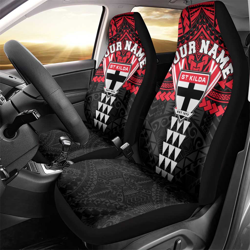 Personalized St Kilda Saints Car Seat Cover Polynesian Tribal Pattern Heritage Football