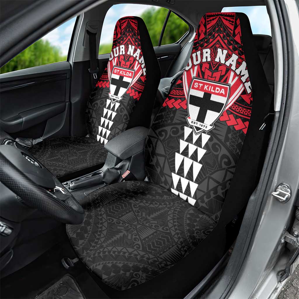 Personalized St Kilda Saints Car Seat Cover Polynesian Tribal Pattern Heritage Football