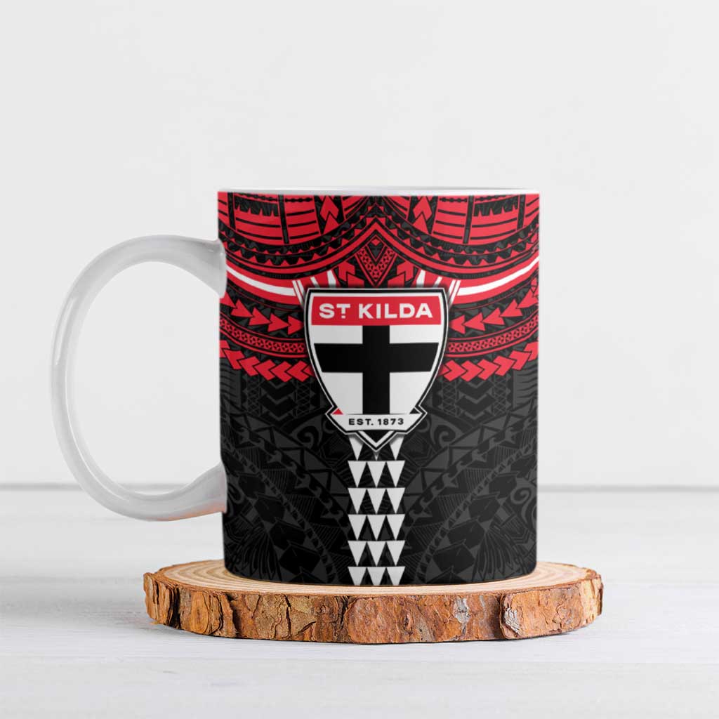 Personalized St Kilda Saints Ceramic Mug Polynesian Tribal Pattern Heritage Football