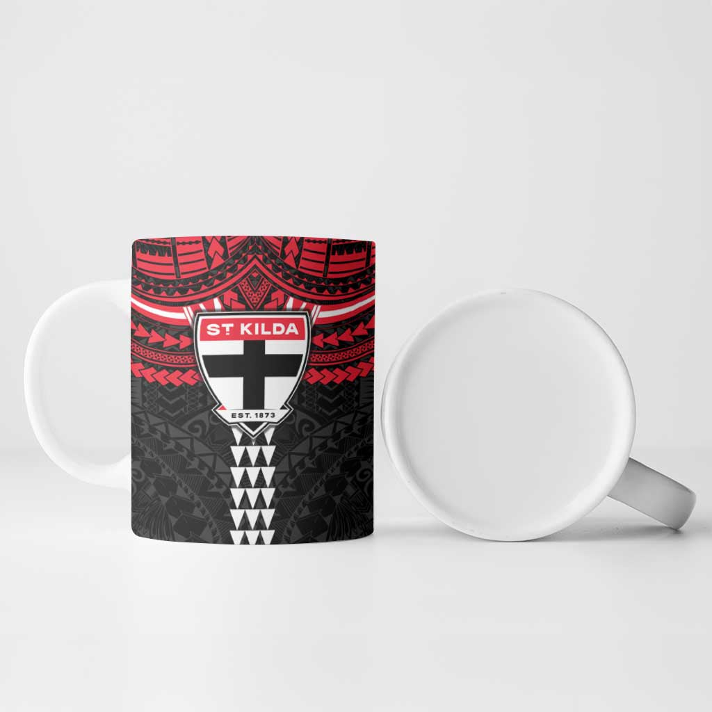 Personalized St Kilda Saints Ceramic Mug Polynesian Tribal Pattern Heritage Football