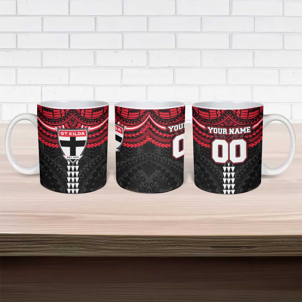 Personalized St Kilda Saints Ceramic Mug Polynesian Tribal Pattern Heritage Football