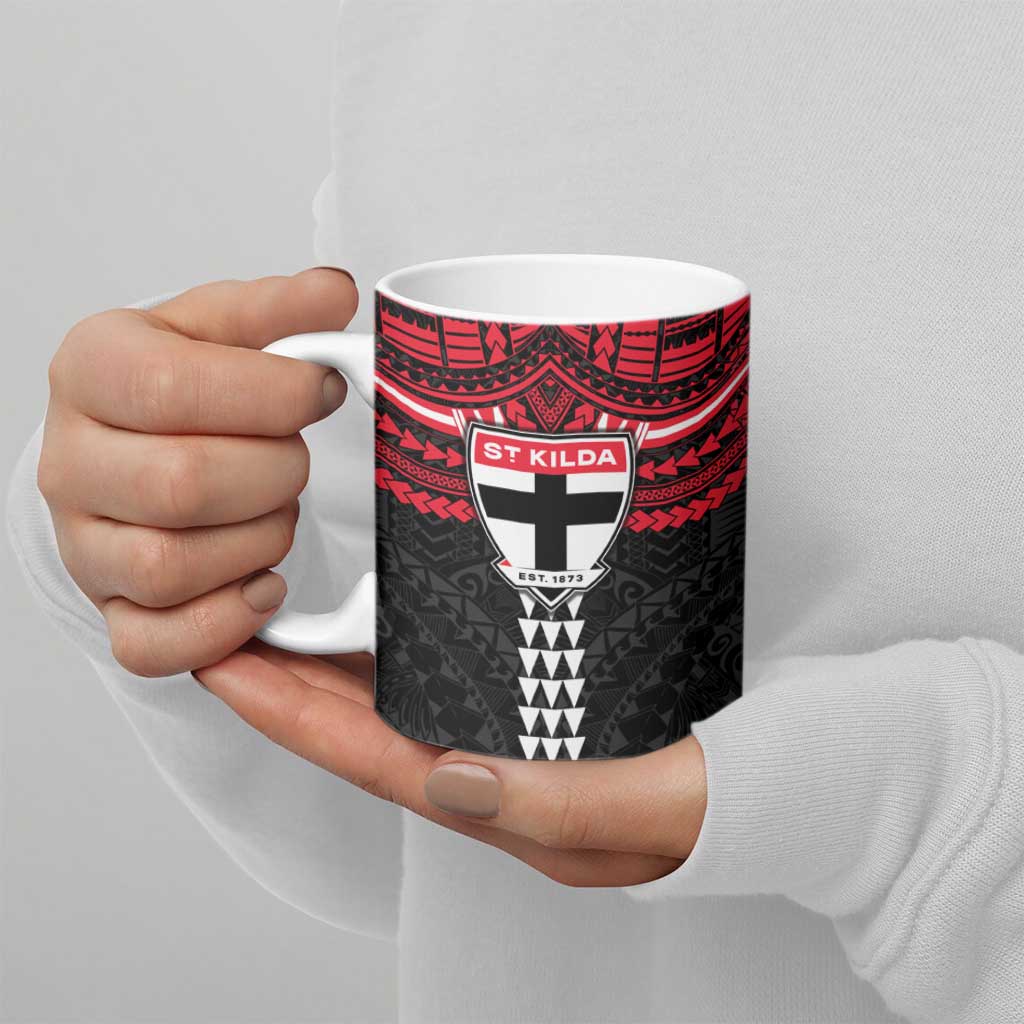 Personalized St Kilda Saints Ceramic Mug Polynesian Tribal Pattern Heritage Football
