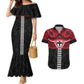 Personalized St Kilda Saints Couples Matching Mermaid Dress and Hawaiian Shirt Polynesian Tribal Pattern Heritage Football
