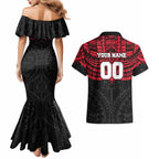 Personalized St Kilda Saints Couples Matching Mermaid Dress and Hawaiian Shirt Polynesian Tribal Pattern Heritage Football