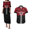 Personalized St Kilda Saints Couples Matching Puletasi and Hawaiian Shirt Polynesian Tribal Pattern Heritage Football