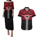 Personalized St Kilda Saints Couples Matching Puletasi and Hawaiian Shirt Polynesian Tribal Pattern Heritage Football