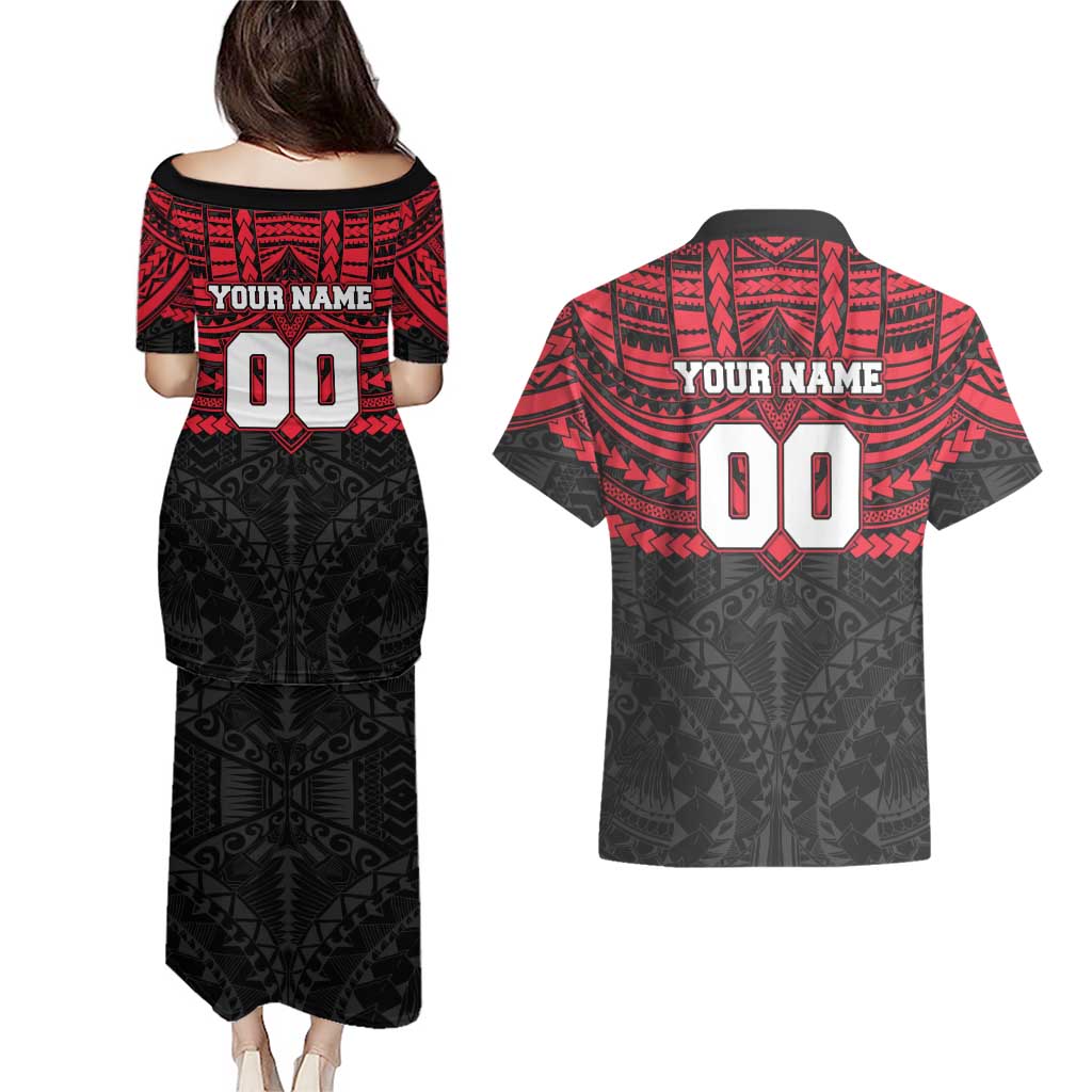 Personalized St Kilda Saints Couples Matching Puletasi and Hawaiian Shirt Polynesian Tribal Pattern Heritage Football