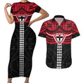 Personalized St Kilda Saints Couples Matching Short Sleeve Bodycon Dress and Hawaiian Shirt Polynesian Tribal Pattern Heritage Football