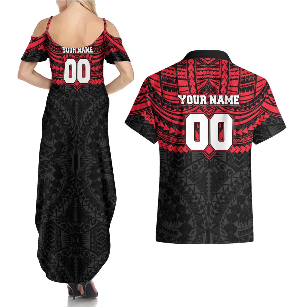 Personalized St Kilda Saints Couples Matching Summer Maxi Dress and Hawaiian Shirt Polynesian Tribal Pattern Heritage Football