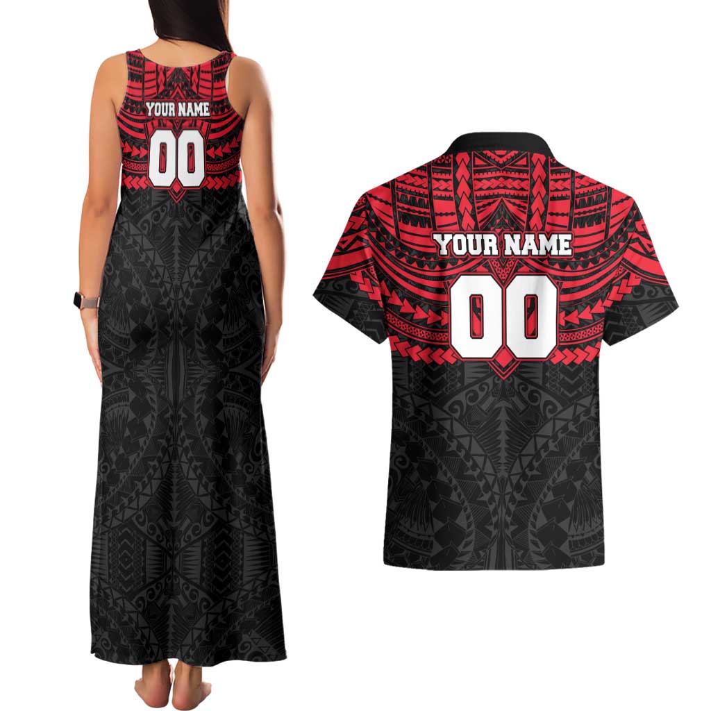 Personalized St Kilda Saints Couples Matching Tank Maxi Dress and Hawaiian Shirt Polynesian Tribal Pattern Heritage Football