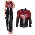 Personalized St Kilda Saints Couples Matching Tank Maxi Dress and Long Sleeve Button Shirt Polynesian Tribal Pattern Heritage Football