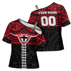 Personalized St Kilda Saints Cross Shoulder Shirt Polynesian Tribal Pattern Heritage Football