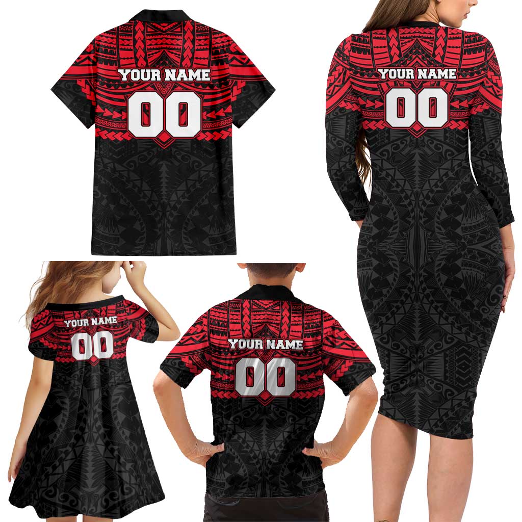 Personalized St Kilda Saints Family Matching Long Sleeve Bodycon Dress and Hawaiian Shirt Polynesian Tribal Pattern Heritage Football