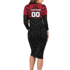 Personalized St Kilda Saints Family Matching Long Sleeve Bodycon Dress and Hawaiian Shirt Polynesian Tribal Pattern Heritage Football