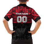 Personalized St Kilda Saints Family Matching Off The Shoulder Long Sleeve Dress and Hawaiian Shirt Polynesian Tribal Pattern Heritage Football