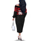 Personalized St Kilda Saints Family Matching Off The Shoulder Long Sleeve Dress and Hawaiian Shirt Polynesian Tribal Pattern Heritage Football