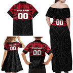 Personalized St Kilda Saints Family Matching Off Shoulder Maxi Dress and Hawaiian Shirt Polynesian Tribal Pattern Heritage Football