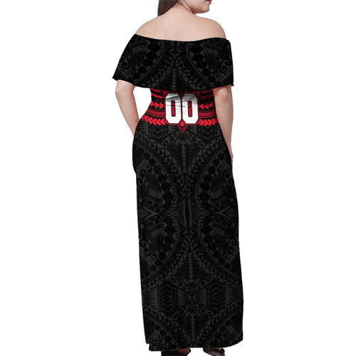 Personalized St Kilda Saints Family Matching Off Shoulder Maxi Dress and Hawaiian Shirt Polynesian Tribal Pattern Heritage Football
