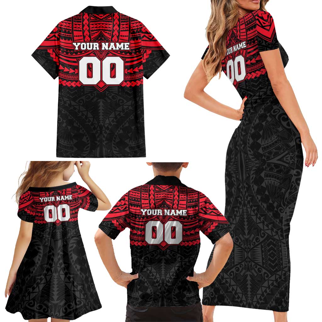 Personalized St Kilda Saints Family Matching Short Sleeve Bodycon Dress and Hawaiian Shirt Polynesian Tribal Pattern Heritage Football